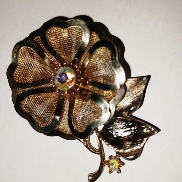 UNWORN Vntg AURORA BOREALIS RHINESTONE STATEMENT BROOCK - Picture 2 of 3